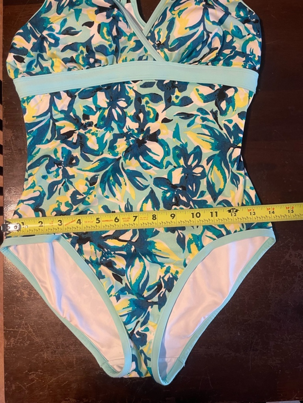 L.L. Bean Aqua and Yellow Floral One-Piece Swimsuit estimated size XS see photos - Picture 12 of 12